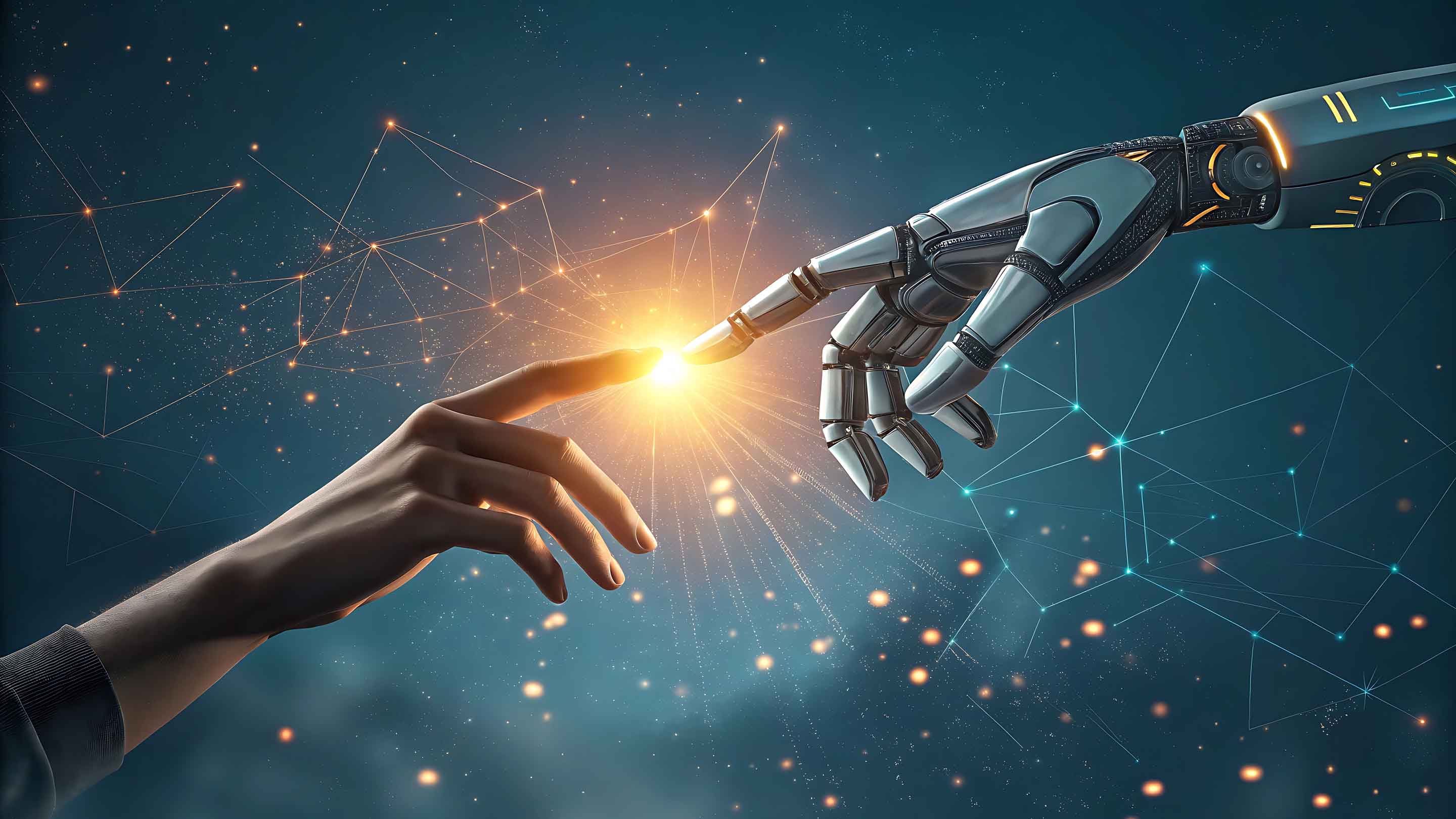 AI meeting humanity in inspirational image