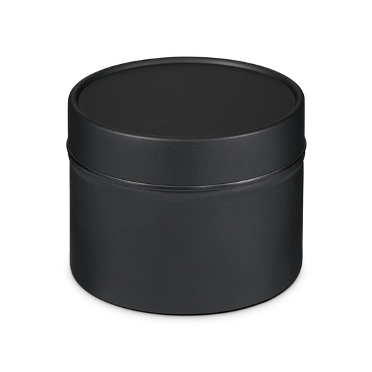 Black tin T0776 with a seamless design and solid lid.