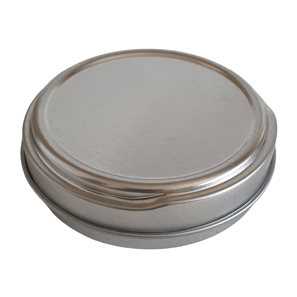 Silver Round Seamless Push To Open Shoe Polish Tin T0362 - Tinware Direct