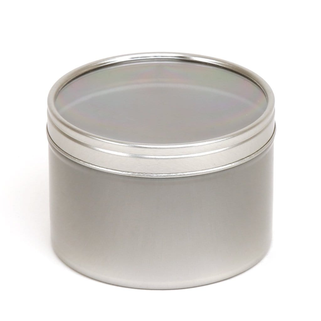 Silver Round Seamless Slip Lid Tins with Windows T0708W - Tinware Direct