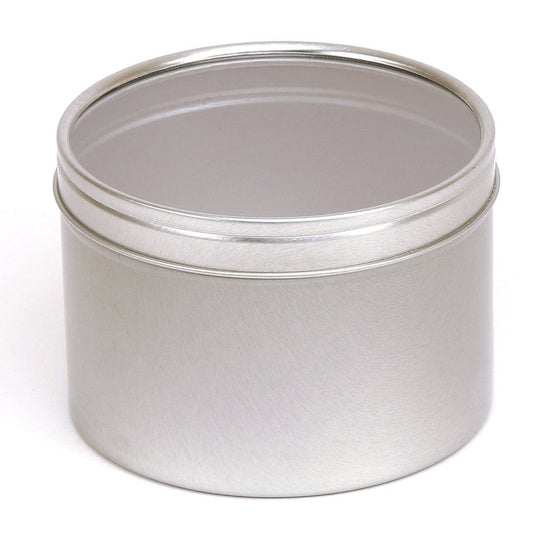 Silver Round Seamless Slip Lid Tins with Windows T0709W - Tinware Direct