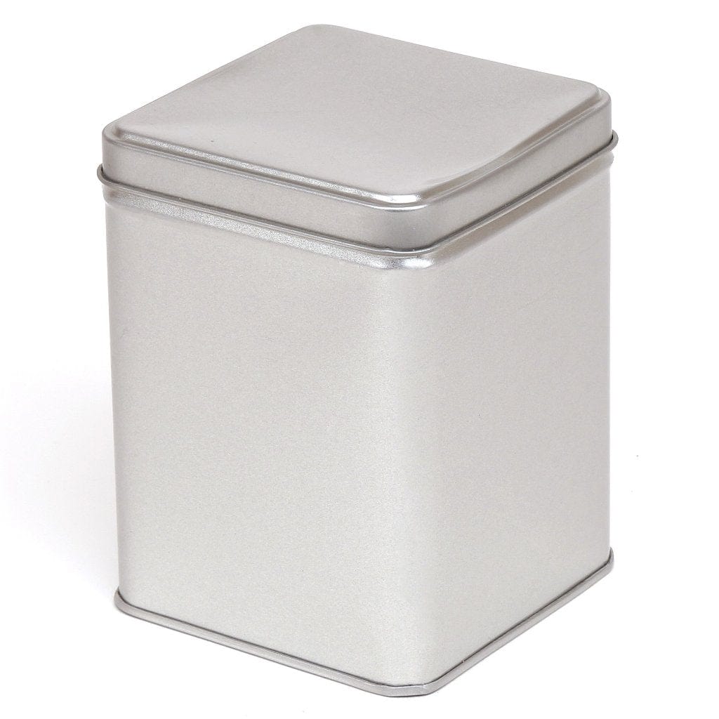 Tall Silver Square Tin Box with Slip Lid T1040 - Tinware Direct