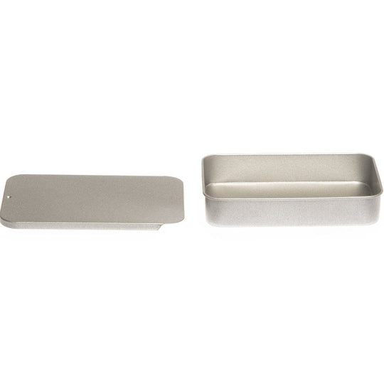 Silver Rectangular Sliding Lid Tin T4012 - Tinware Direct