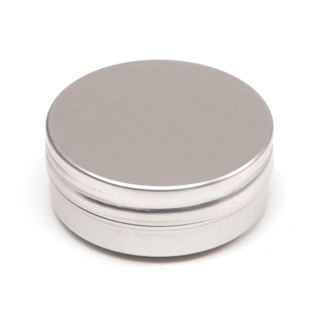 Silver Round Aluminium Tin Container With Smooth Lid and EPE Liner T9305 - Tinware Direct