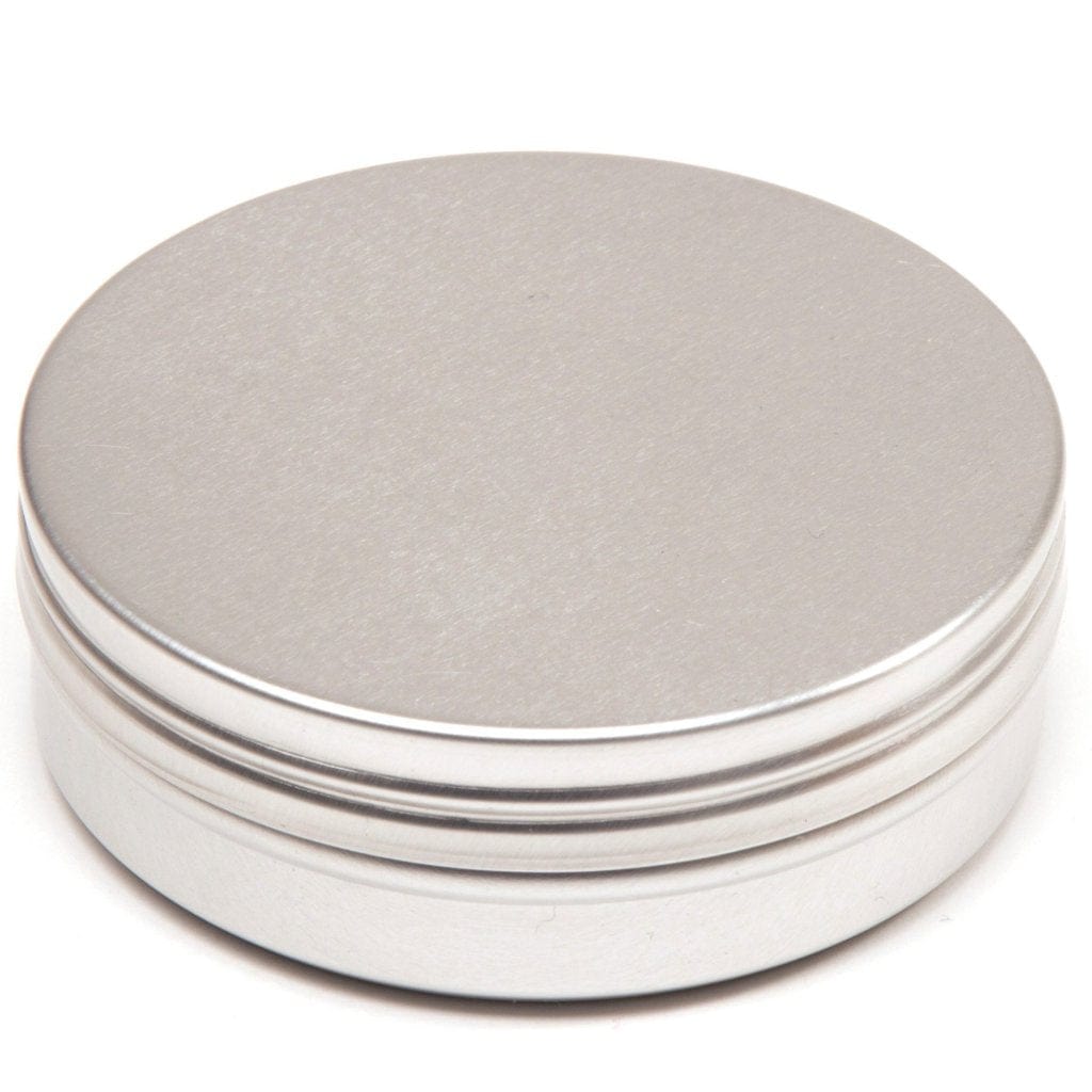 Silver Round Aluminium Tin Container With Smooth Lid and EPE Liner T9308 - Tinware Direct